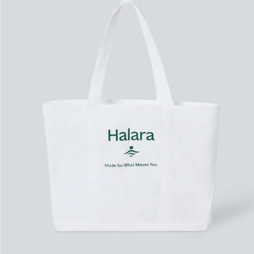 Halara Letter Print Casual Canvas Tote Bag In White